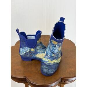 NIB Galleria Rain Boot Van Gogh Starry Night Chelsea Rainboot #0598 SZ 10